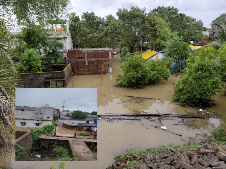 गोबरा नवापारा में आई बाढ़, कई घर डूबे, प्रभावितों को सुरक्षित जगहों पर पहुंचाया गया