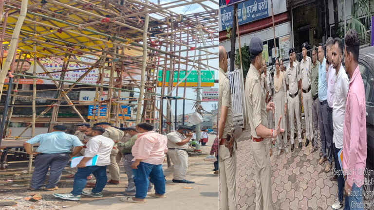 सड़क पर गणेश पंडाल लगाने पर निगम-पुलिस सख्त, समिति पदाधिकारियों को नियमों का पालन करने की समझाइश